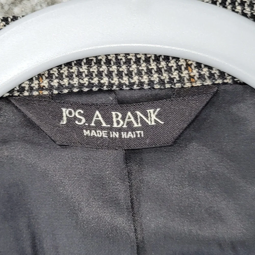 Jos. A. Bank Sport Coat 48R Portly Silk Wool Houndstooth Blazer Brown Black 7488